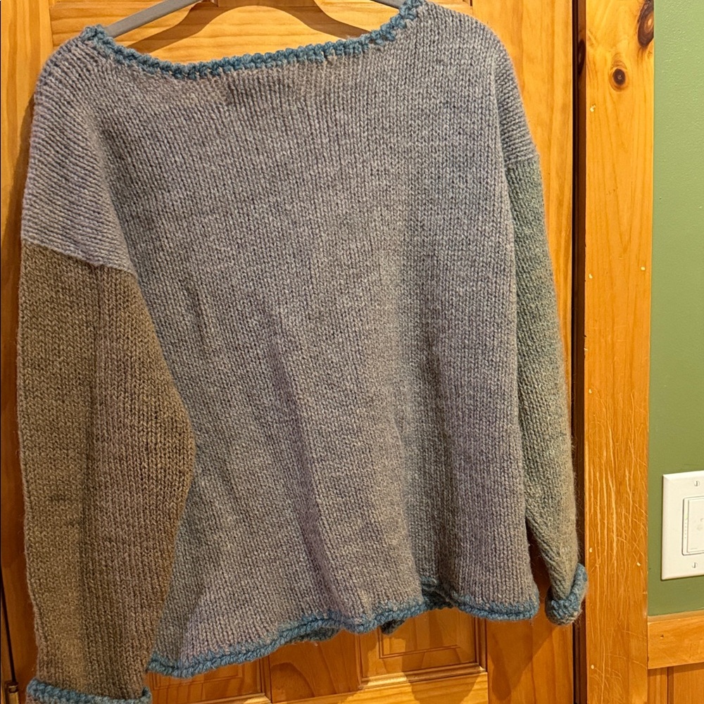 Seacolors One of a Kind Two-Tone Knit Cardigan. Hand Dyed & Loomed in Maine, - Picture 7 of 11